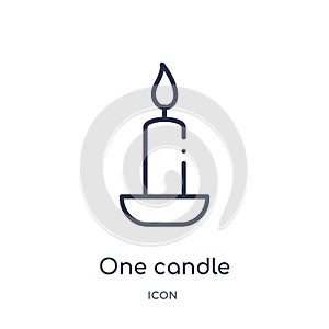 Linear one candle icon from Beauty outline collection. Thin line one candle vector isolated on white background. one candle trendy