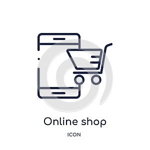 Linear online shop icon from Digital economy outline collection. Thin line online shop vector isolated on white background. online