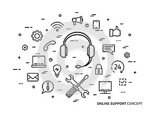 Linear online support flat minimal outline illustration