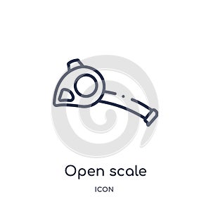 Linear open scale icon from Construction tools outline collection. Thin line open scale vector isolated on white background. open