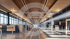 A linear openconcept design creates a seamless flow through the departure hall with sleek checkin counters and boarding