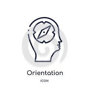 Linear orientation icon from Brain process outline collection. Thin line orientation vector isolated on white background.