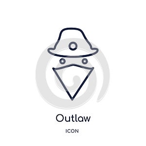 Linear outlaw icon from Desert outline collection. Thin line outlaw vector isolated on white background. outlaw trendy