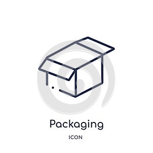 Linear packaging icon from Crowdfunding outline collection. Thin line packaging vector isolated on white background. packaging