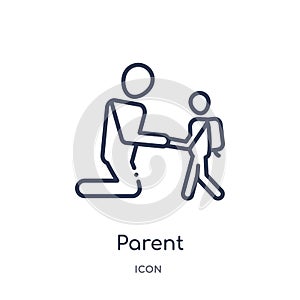 Linear parent icon from Family relations outline collection. Thin line parent vector isolated on white background. parent trendy