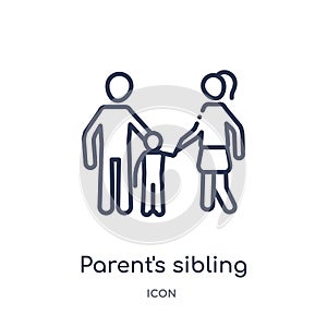 Linear parent's sibling icon from Family relations outline collection. Thin line parent's sibling vector isolated on white