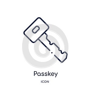Linear passkey icon from Internet security outline collection. Thin line passkey icon isolated on white background. passkey trendy