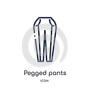 Linear pegged pants icon from Clothes outline collection. Thin line pegged pants vector isolated on white background. pegged pants