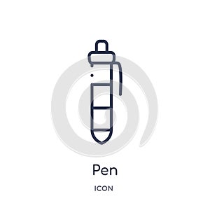 Linear pen icon from Education outline collection. Thin line pen vector isolated on white background. pen trendy illustration