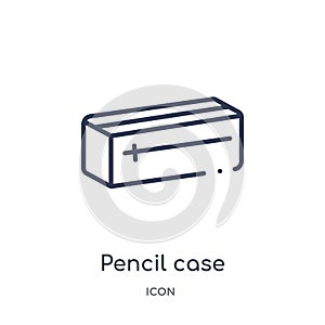 Linear pencil case icon from Education outline collection. Thin line pencil case vector isolated on white background. pencil case