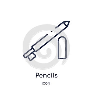 Linear pencils icon from Beauty outline collection. Thin line pencils vector isolated on white background. pencils trendy
