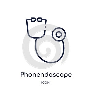 Linear phonendoscope icon from Health and medical outline collection. Thin line phonendoscope icon isolated on white background.