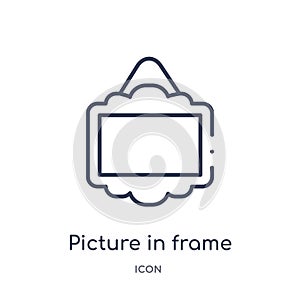 Linear picture in frame icon from Art outline collection. Thin line picture in frame icon isolated on white background. picture in