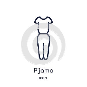 Linear pijama icon from Clothes outline collection. Thin line pijama vector isolated on white background. pijama trendy