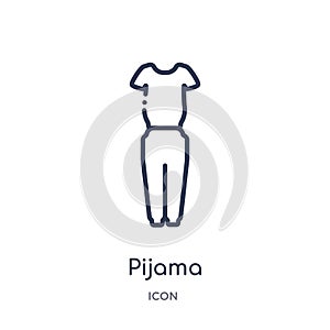 Linear pijama icon from Clothes outline collection. Thin line pijama vector isolated on white background. pijama trendy photo