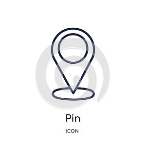 Linear pin icon from Delivery and logistic outline collection. Thin line pin vector isolated on white background. pin trendy