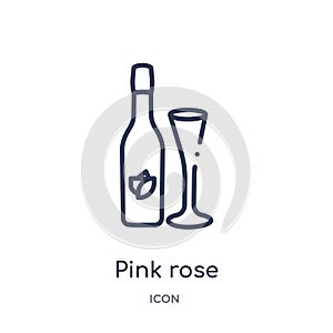 Linear pink rose icon from Drinks outline collection. Thin line pink rose vector isolated on white background. pink rose trendy