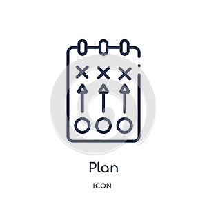Linear plan icon from Football outline collection. Thin line plan vector isolated on white background. plan trendy illustration