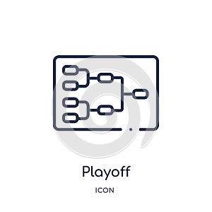Linear playoff icon from Hockey outline collection. Thin line playoff icon isolated on white background. playoff trendy photo