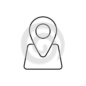 Linear pointer with map icon. Isolated vector element. Location icon vector simple design. Point marker icon. Gps pointer mark.