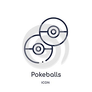 Linear pokeballs icon from Entertainment and arcade outline collection. Thin line pokeballs vector isolated on white background. photo