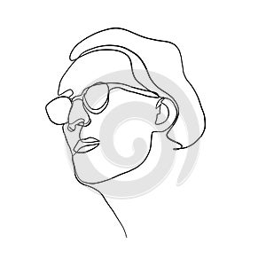 Linear portrait male face in glasses.