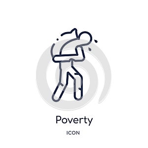 Linear poverty icon from General outline collection. Thin line poverty icon isolated on white background. poverty trendy