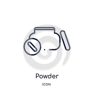 Linear powder icon from Beauty outline collection. Thin line powder vector isolated on white background. powder trendy
