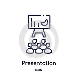 Linear presentation icon from Digital economy outline collection. Thin line presentation vector isolated on white background.