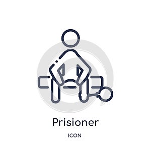 Linear prisioner icon from Law and justice outline collection. Thin line prisioner icon isolated on white background. prisioner photo