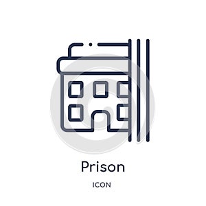 Linear prison icon from Buildings outline collection. Thin line prison vector isolated on white background. prison trendy