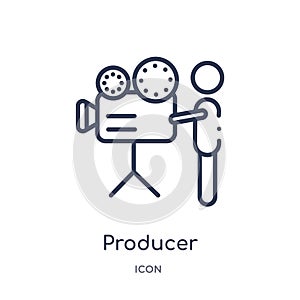 Linear producer icon from Cinema outline collection. Thin line producer vector isolated on white background. producer trendy