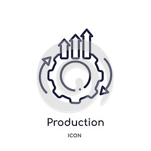 Linear production icon from Business and analytics outline collection. Thin line production vector isolated on white background.