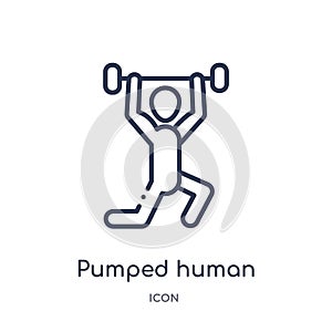 Linear pumped human icon from Feelings outline collection. Thin line pumped human vector isolated on white background. pumped