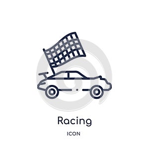 Linear racing icon from Entertainment and arcade outline collection. Thin line racing vector isolated on white background. racing