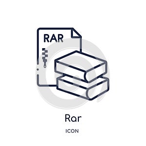 Linear rar icon from File type outline collection. Thin line rar vector isolated on white background. rar trendy illustration