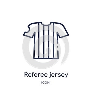 Linear referee jersey icon from Football outline collection. Thin line referee jersey vector isolated on white background. referee