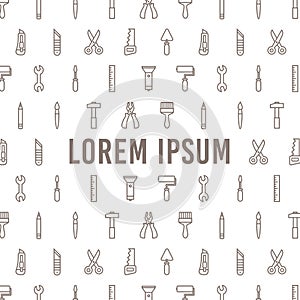 Linear renovation tools icons flat vector pattern