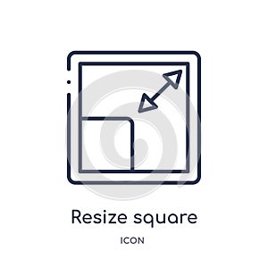 Linear resize square icon from Measurement outline collection. Thin line resize square icon isolated on white background. resize