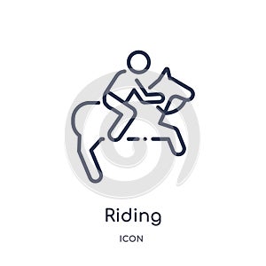 Linear riding icon from Free time outline collection. Thin line riding vector isolated on white background. riding trendy