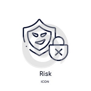 Linear risk icon from Cyber outline collection. Thin line risk vector isolated on white background. risk trendy illustration