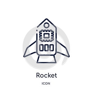 Linear rocket icon from Artificial intellegence and future technology outline collection. Thin line rocket vector isolated on