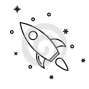 Linear rocket icon. Vector illustration