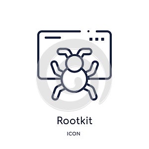 Linear rootkit icon from Cyber outline collection. Thin line rootkit vector isolated on white background. rootkit trendy