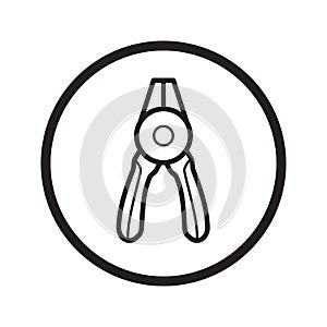 Linear Round nose pliers icon - vector iconic design