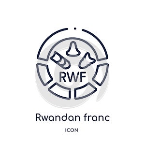 Linear rwandan franc icon from Africa outline collection. Thin line rwandan franc vector isolated on white background. rwandan