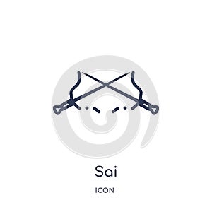 Linear sai icon from Asian outline collection. Thin line sai vector isolated on white background. sai trendy illustration