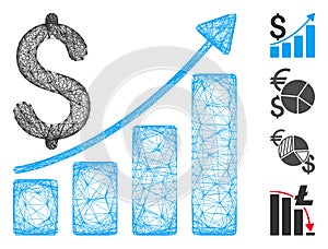 Linear Sales Growth Chart Vector Mesh