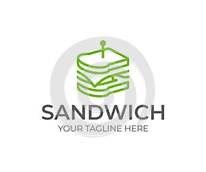 Linear sandwich logo design. Fast food vector design