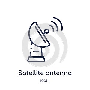 Linear satellite antenna icon from General outline collection. Thin line satellite antenna icon isolated on white background.